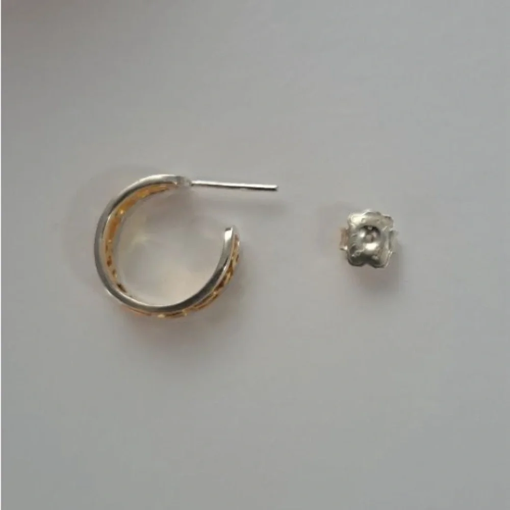 Earring two tones letter sterling silver 925